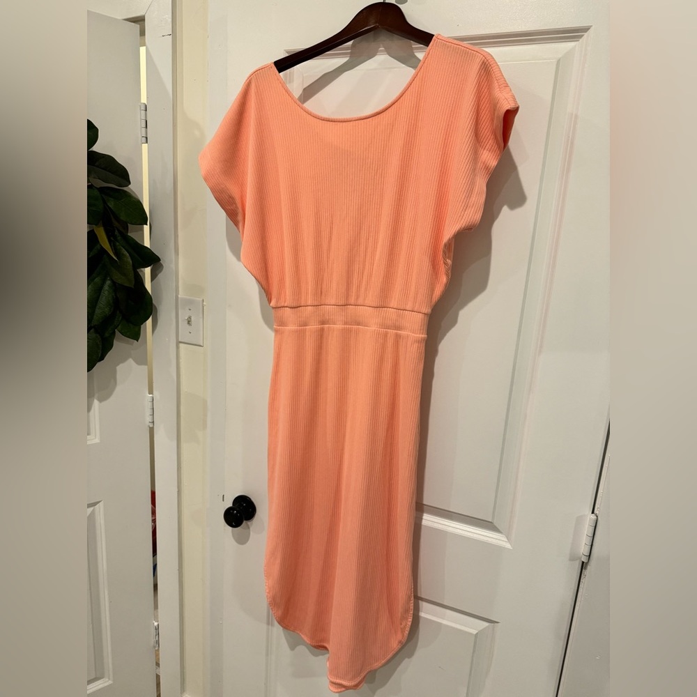 Anthropologie daily practice coral/pink dress